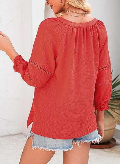Womens Casual 3/4 Sleeve Tops