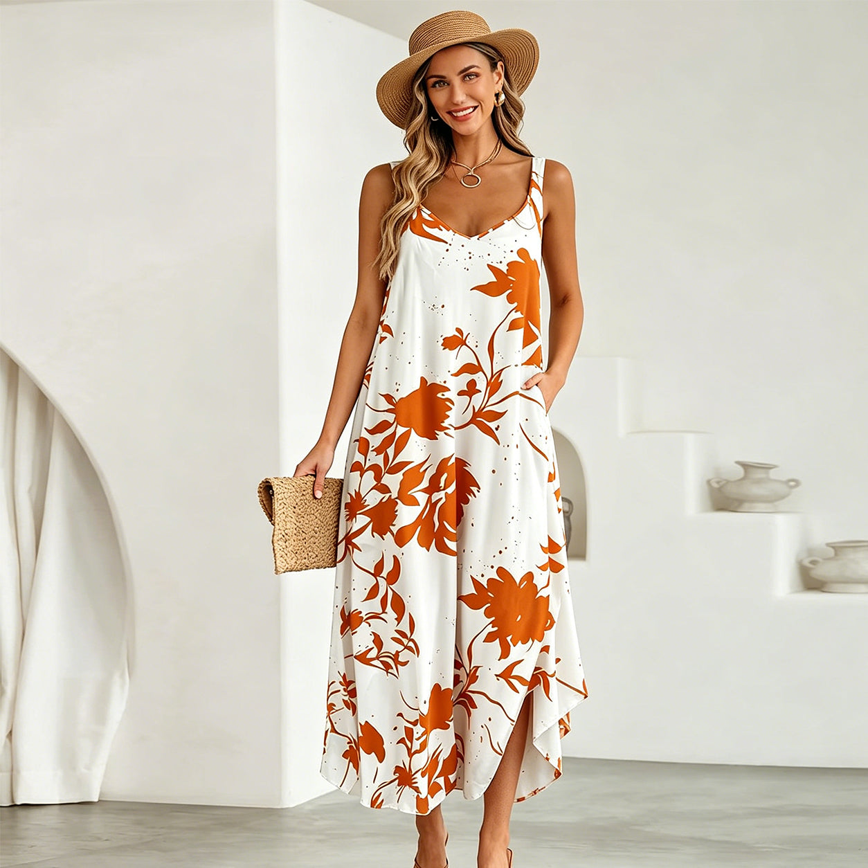 Printed Slip Dress Paragoniax Printed Slip Dress Paragoniax