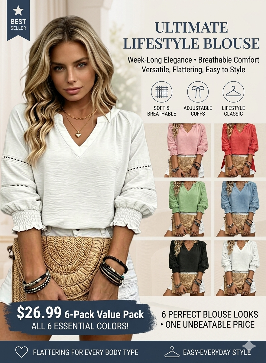 Womens Casual 3/4 Sleeve Tops